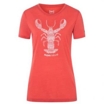 T-shirt à Manches Courtes Femme SUPER.NATURAL Lobster Tatoué Chrysanth/Naturel Blanc