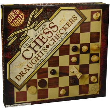 Artisanal Wooden Chess and Checkers Set