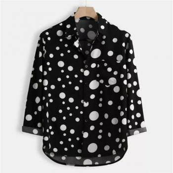 Camisa Slim Fit Homme – Chemise Longue Vintage Dot