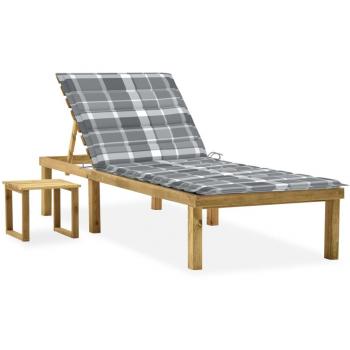 Tumbona Comfort Verde: Mesa y Cojín de Madera de Pino Resistente