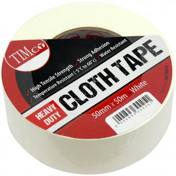 HDCTWHITE 50m/50mm Heavy Duty White Cloth Tape – 1 Pack