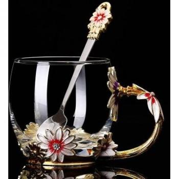 Opulent Carved Glass Cup for Weddings and Home Use
