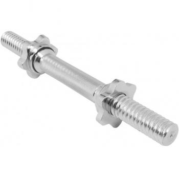 GORILLA SPORTS® Short Bar – 35 cm, handle anti‑slip, Ø 30 mm, 2 star clips, acier inoxydable chromé