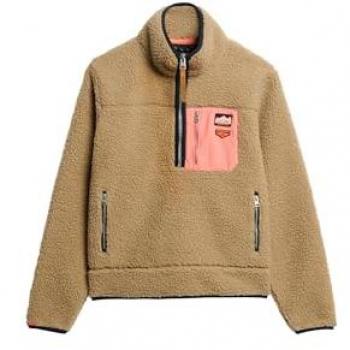 Polaire Vintage Femme Superdry Marron à Demi-Fermeture
