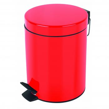 Poubelle à pédale Spirella SYDNEY 3L – Métallique, finition rouge