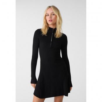 Stradivarius Mini‑Kleid mit Reißverschluss – Schwarz – S (Damen)