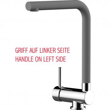 Grifo Plegable de Cocina 60 mm con Caño Gris y Giratoria 360° (Empuñadura Izquierda)