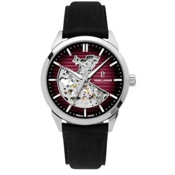 Cadran Bordeaux Monarck – Montre Pierre Lannier en cuir noir