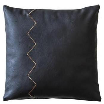 Coussin Noir Imitation Cuir 45x45