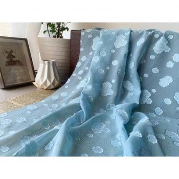 Tissu de mousseline 150 cm Jacquard fleurs prune et pêche