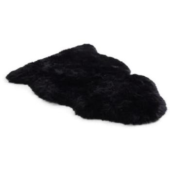 Luxury Wool Blend: Infinity Leather 90 × 60 cm Black Sheepskin Floor Mat