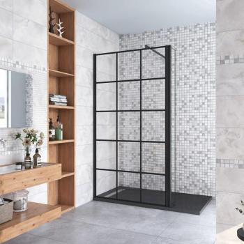 Aica Walkin Mampara Ducha Antical 70-120cm con Barra Negra