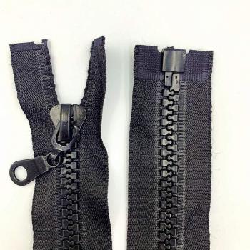 Cremallera negra para chaquetas, 2 piezas, plástico moldeado, 8 (longitud 20-94 cm), #27,5-47