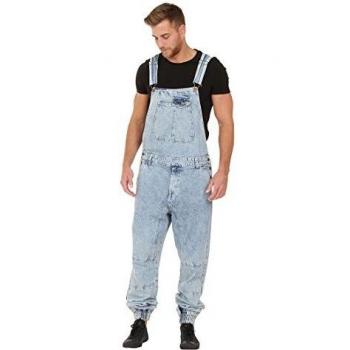 Mens G8 One Acid Wash Denim Overalls – Regular Fit, Ankle Elastic