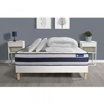 Pack Sommeil Premium Actiflex – Matelas 200x200, Sommier Kit Blanc, Oreillers + Couette