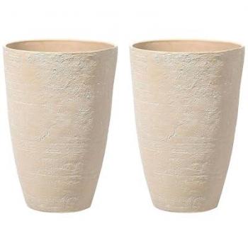 Paire de Pots de Fleurs en Forme de Vase Beige Camia