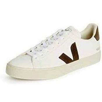 Scarpe sportive Veja Campo Chromefree con tomaia in pelle bianca e verde