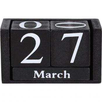 Calendrier en Bois Bleu Vintage