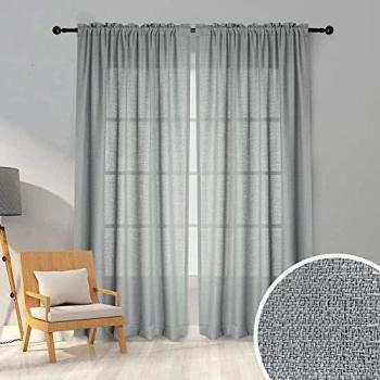 Melodieux Faux Linen Rod Pocket Drapes