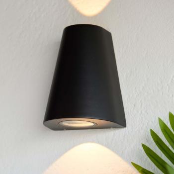 Aplique de pared exterior Helm con cristal negro transparente 2 bombillas