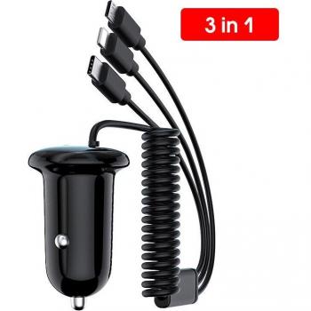 Cargador Triple Car 3 en 1 con Cable USB‑C