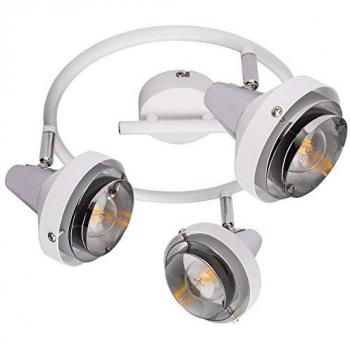 Plafoniera Spot Roundel Cromata con Design Bianco e Faretto Regolabile