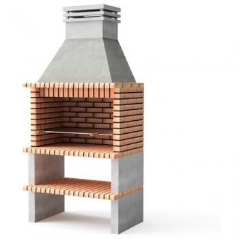 Barbacoa de Obra Prefabricada Paellero Calpe 105 para Leña y Carbón (Gris, Naranja