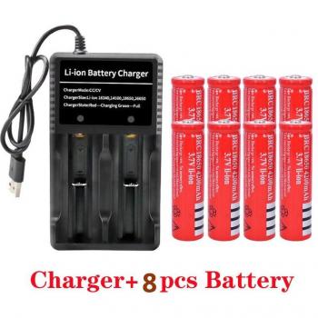 18650 Rechargeable Battery Pack 4200 mAh 3.7V for LED Torch + USB Charger