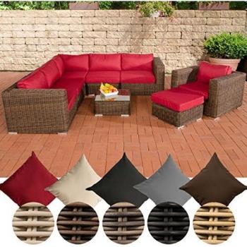 CLP Ariano Rattan-Gartenset – Ecksofa, Sessel, Hocker, Loungetisch