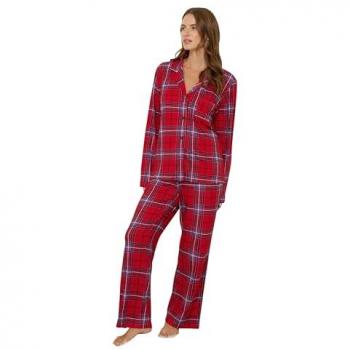 M & Co Roten Weichstoff‑Check-Pyjamaset für Frauen