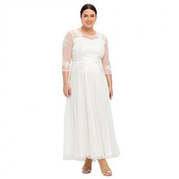 Abendkleid SHEEGO Große Größen, Damen, Gr. 44, Normalgrößen, weiß (sanftes weiß)