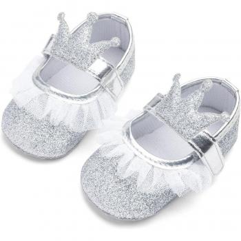 Glittery Baby Girl Crib Shoes and Headband Set