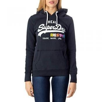 Superdry Vintage Logo Pop Entry Hood Felpa, Blu (Eclipse Navy 98T), L Donna