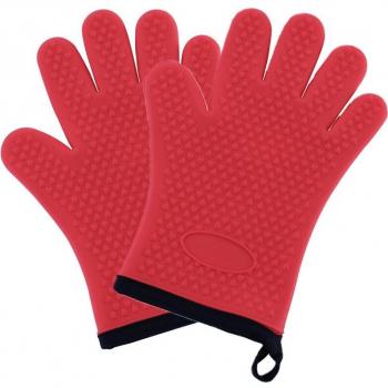 Heat-Resistant Silicone Cooking Gloves with Lanyard