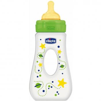 Chicco Biberon Neonato Facile da Aggrappare, Gocciolamento Rapido, Verde Naturale, 240 ml