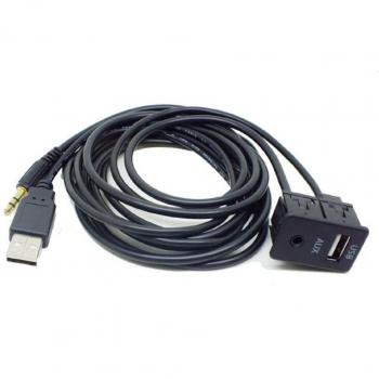 Car AUX USB Male Flush Mount Connector for Peugeot, Citroen, Renault