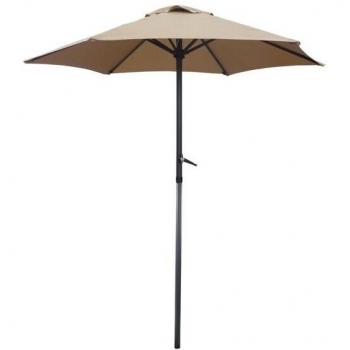 Parasol déporté ø180 cm manivelle solaire taupe