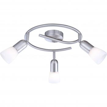 Cathy 3‑LED Ceiling Spotlight Cluster – Nickel Matte White with Grey Glass Shade