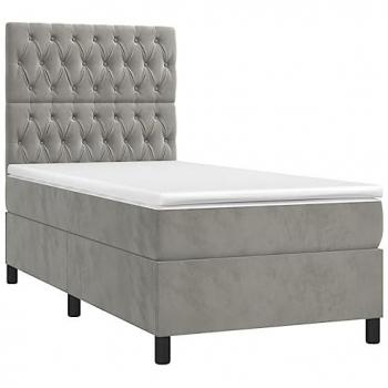 Boxspringbett mit Matratze Hellgrau 90x200 cm Samt