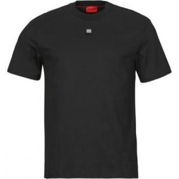 HUGO Herren T-Shirt Dalile mit Label-Patch, Schwarz, Größe L