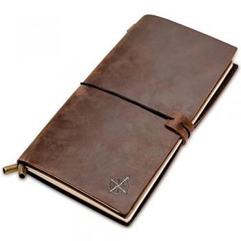 22×11.5 cm Dotted Leather Traveler’s Notebook – Wanderings Edition