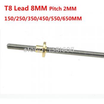 Vis à plomb T8 OD 8mm 450mm avec écrou en laiton