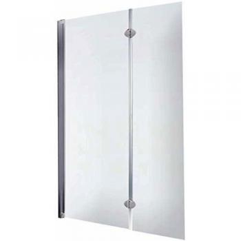 Schulte pare-baignoire 103 x 130 cm, rabattable, profilé et charnières en alu-argenté, paroi mobile pliante avec 2 volets pivotants, verre transparent