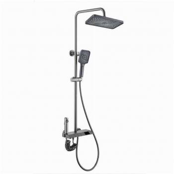 Système de Douche Colonne avec Robinet et Douchette Grise 87347