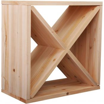 Portabottiglie Legno Naturale 24 Bottiglie, 50 x 26 x 50cm
