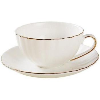 Golden Rim White Daisy Ceramic Tea Set 210ml