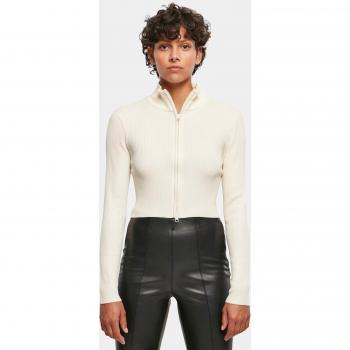 Gilet Urban Classics con Zip Corta in Maglia a Coste Bianca Sabbia GT