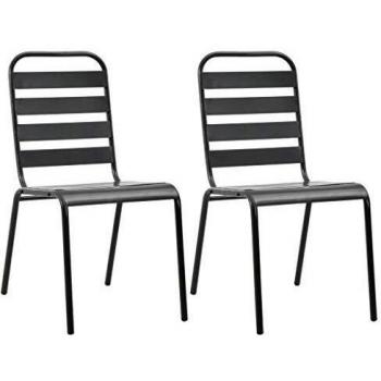 VidaXL Sedie da Esterno in Acciaio Grigio 2 pz