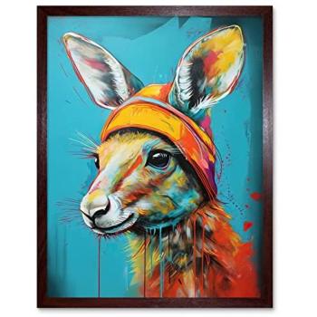 Baby Joey Chic Hat Design – Colorful Teal & Orange Artwork (12x16)