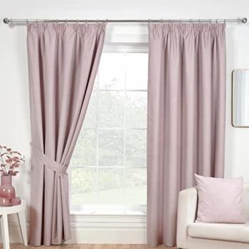 Eclipse Blackout Ready Made Pencil Pleat Curtains in Rose Pink